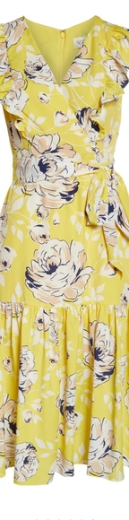 ELIZA J FLORAL RUFFLE YELLOW SPRING/SUMMER DRESS - Picture 2 of 8